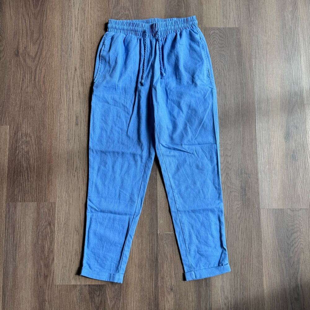 Simply Blessed Blue Casual Pants Drawstring Waist Crop Lightweight Small‎